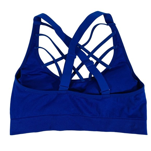 Victorias Secret Sports Bra Size M Bralette Strappy Back Royal Blue Workout Yoga - Picture 2 of 5